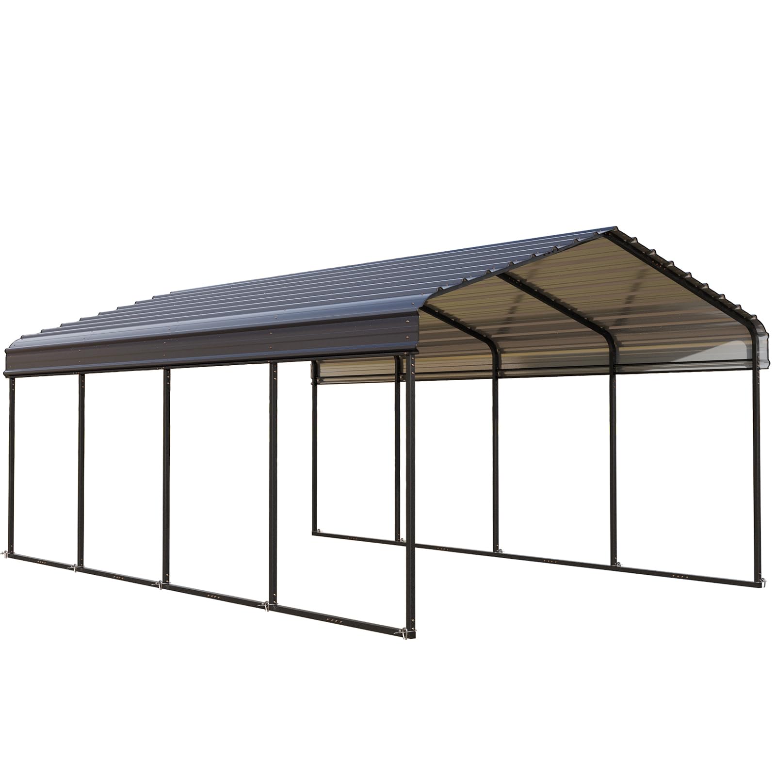 Carport Car Port Metal Canopy 12x20 ft Heavy Duty for Snow, Portable Garage Kit Shed Tent Shelter Metal Frame All Weather Outdoor for Boat with Anti-Leak Seam Taped, Dark Grey, Sophia & William