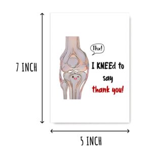 EdgarGifts Thank You Skeleton Card - Knee Cute Card - Medical Thank You Card - Gratitude Card - Keepsake For Doctor Nurse