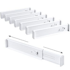 easortm drawer dividers for clothes - 8 pack adjustable dresser drawer divider 2.48" high, 12.8-22.05" tall drawer dividers organizer for dresser bedroom bathroom kitchen office drawer（white）