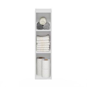 Furinno Fulda 3-Tier Space Saving Storage Shelf Bookcase, 8-Inch Width, White