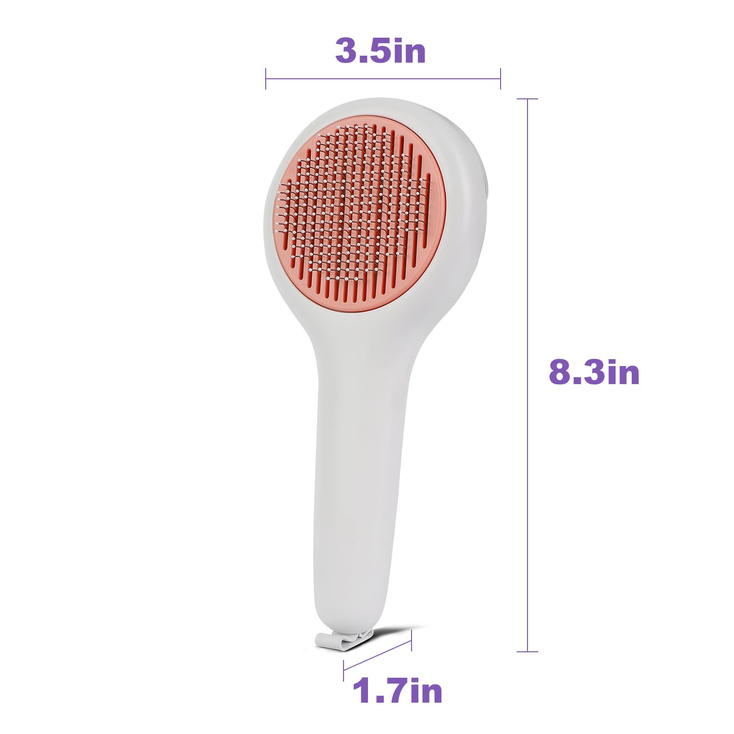 QIICJUR Cat Brush for Long or Short Haired Cats and Dogs, Self Cleaning Pet Hair Brush, Removes Loose Fur, Tangles, Mats, Dander, Dirt, Provides Relaxing Massage, Pink White