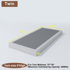 FMDMR Twin Box Spring with Fabric Cover Set, 5 Inch Twin Size Box Spring with 2500lbs Max Weight Capacity, Durable Mattress Foundation Easy Assembly, Non-Slip, Noise Free