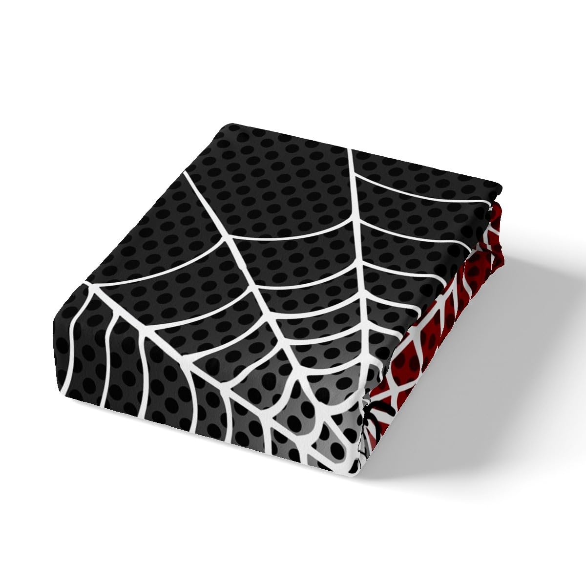 Manfei Spider Kids Fitted Sheet Twin Size, White Spider Web Black Dots Bedding Set 2pcs for Boys Girls Room Decor, Red and Black Bed Cover with 1 Pillowcase, Soft Polyester Bedding, No Top Sheet