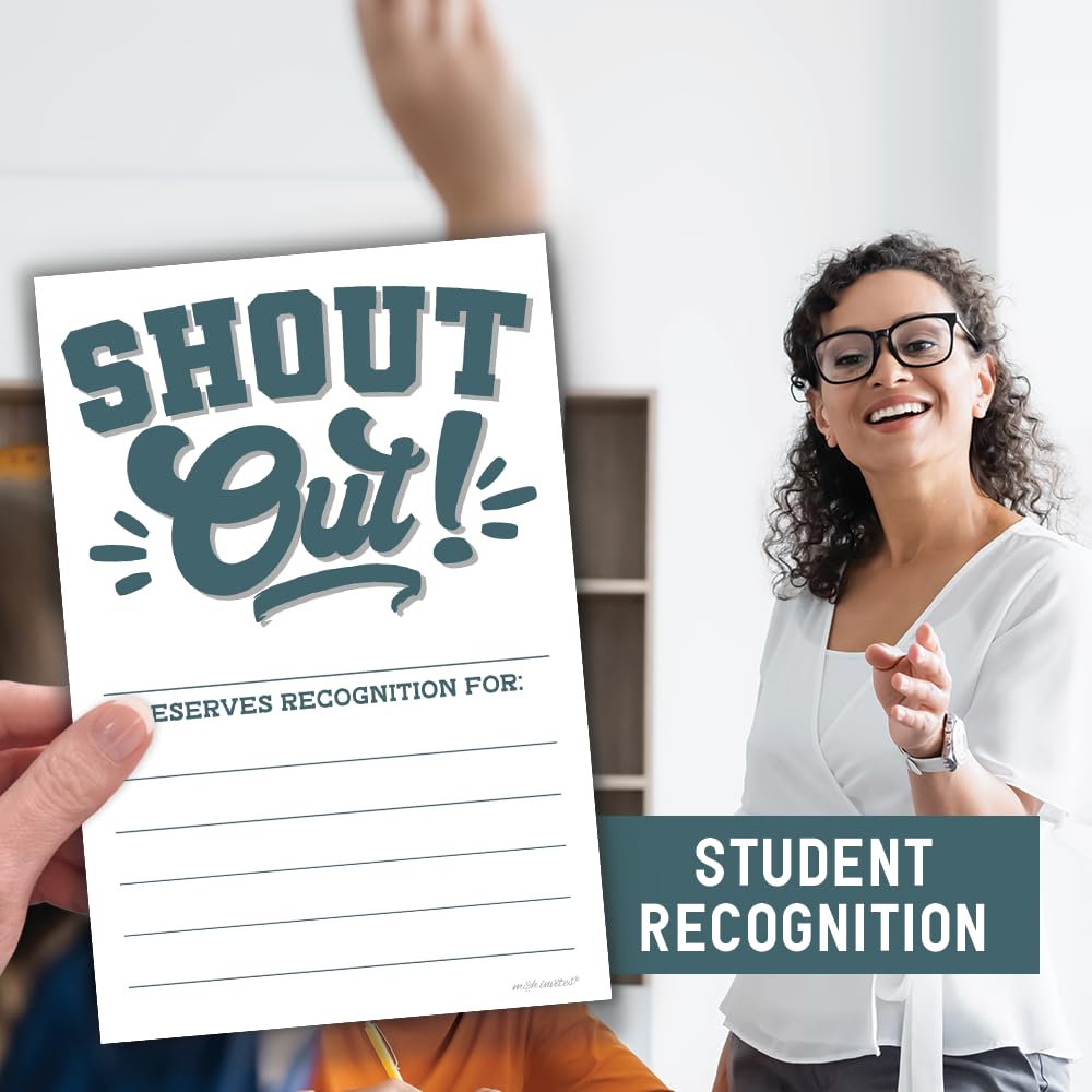 Shout Out Cards For Employees, Office Staff, and Students - Appreciation and Recognition Reward Cards For School or Work Bulletin Board (50 Count)