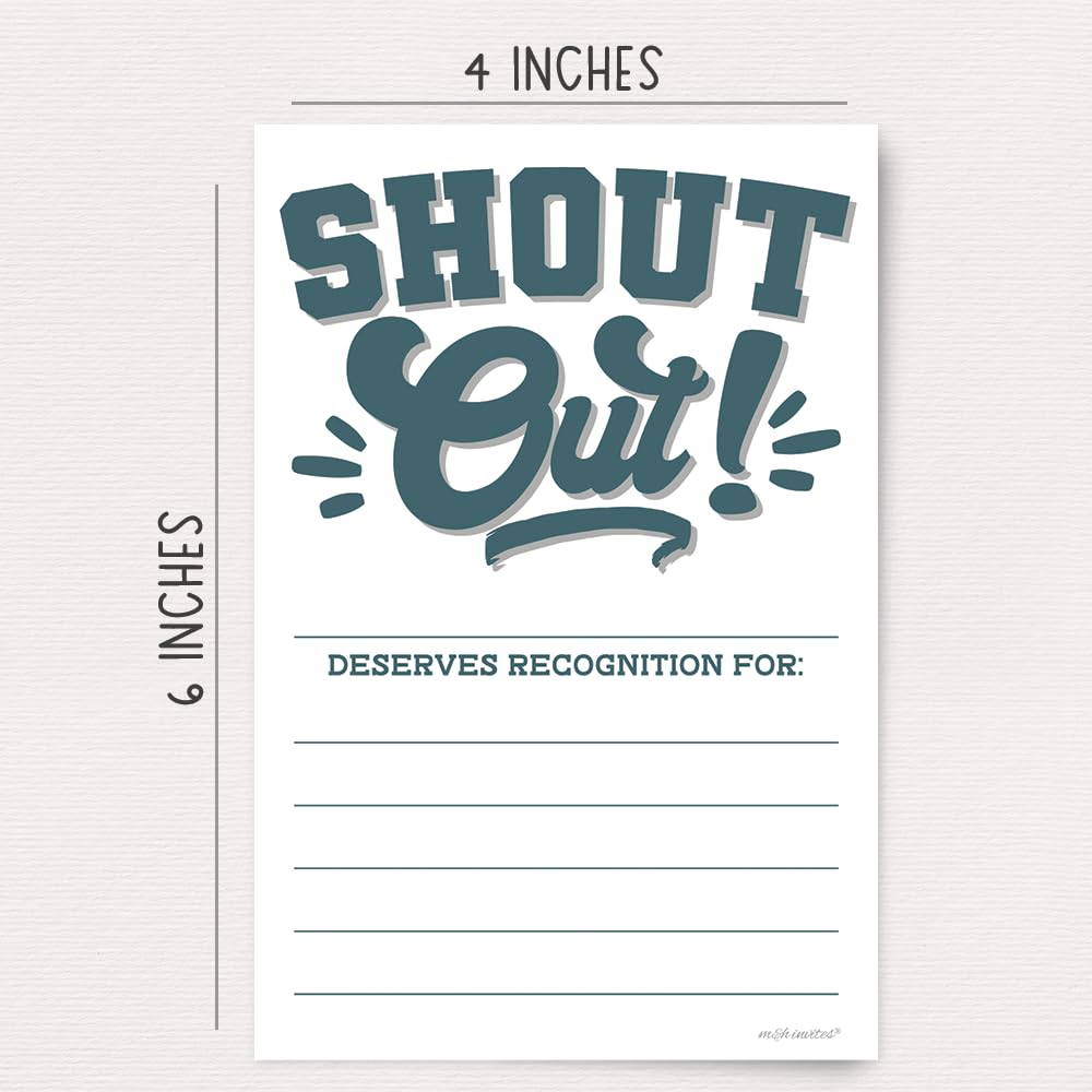 Shout Out Cards For Employees, Office Staff, and Students - Appreciation and Recognition Reward Cards For School or Work Bulletin Board (50 Count)