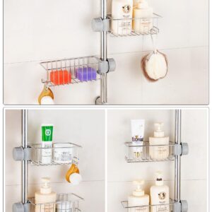 QIHS Shower Rack, Paw Feet Tub Accessories (No Shower Rod), 304 Stainless Steel 2 Tier Adjustable Basket, Bathroom Shower Rod Storage Organizer for Bathroom Shampoo Storage, AM-079-1