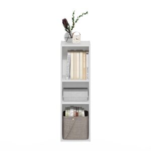 Furinno Fulda 3-Tier Space Saving Storage Shelf Bookcase, 10-Inch Width, White