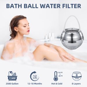 Bath Ball Filter, Bath Ball Water Filter, Bathtub Water Filter, Bath Ball Bathtub Water Filter for Tub Faucet - BPA Free - Grey