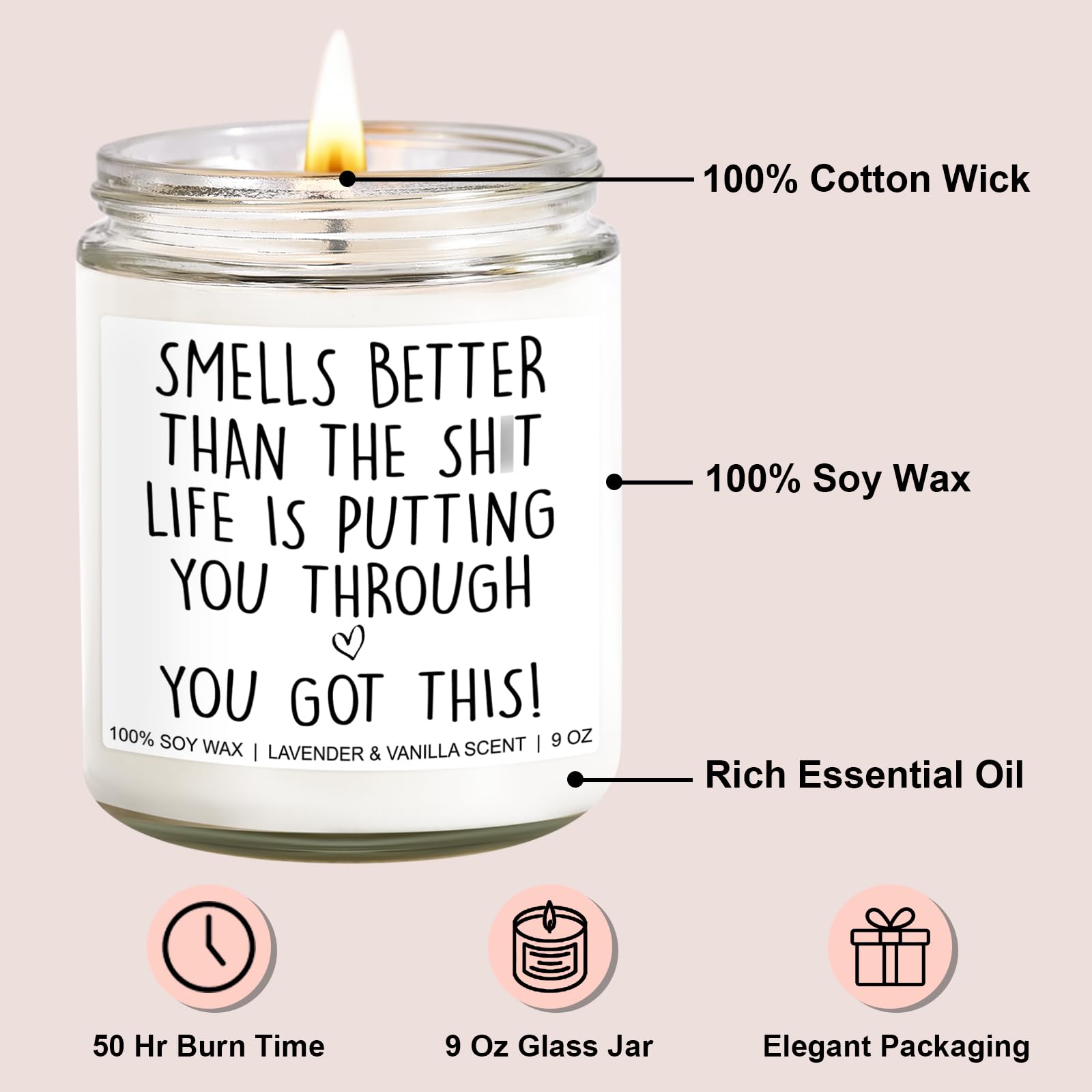 Younift Motivational Candle, Get Well Gifts for Women After Surgery, Breast Cancer Gifts for Woman, Cancer Care Gifts, Encouragement Gifts, Get Well Soon Gifts for Women, Men, Chemo Patients