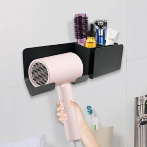 YGFRSTO Hair Dryer Holder Organizer Wall Mount Blow Dryer Holder for Bathroom Hair Tools Appliance Organizer for Hairdryer, Hair Brush, Hair Straightener, Curling Iron Accessory Holder Hanger (Grey)