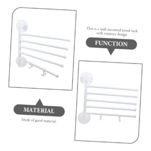 PRETYZOOM 1 Set Drying Rack Swivel Towel Rack Coat Hangers Towels Towel Bar Bath Towel Rack Towel Rod Towel Hanging Shelf Kitchen Towel Rack White No Punching Dishcloth to Rotate Rubber