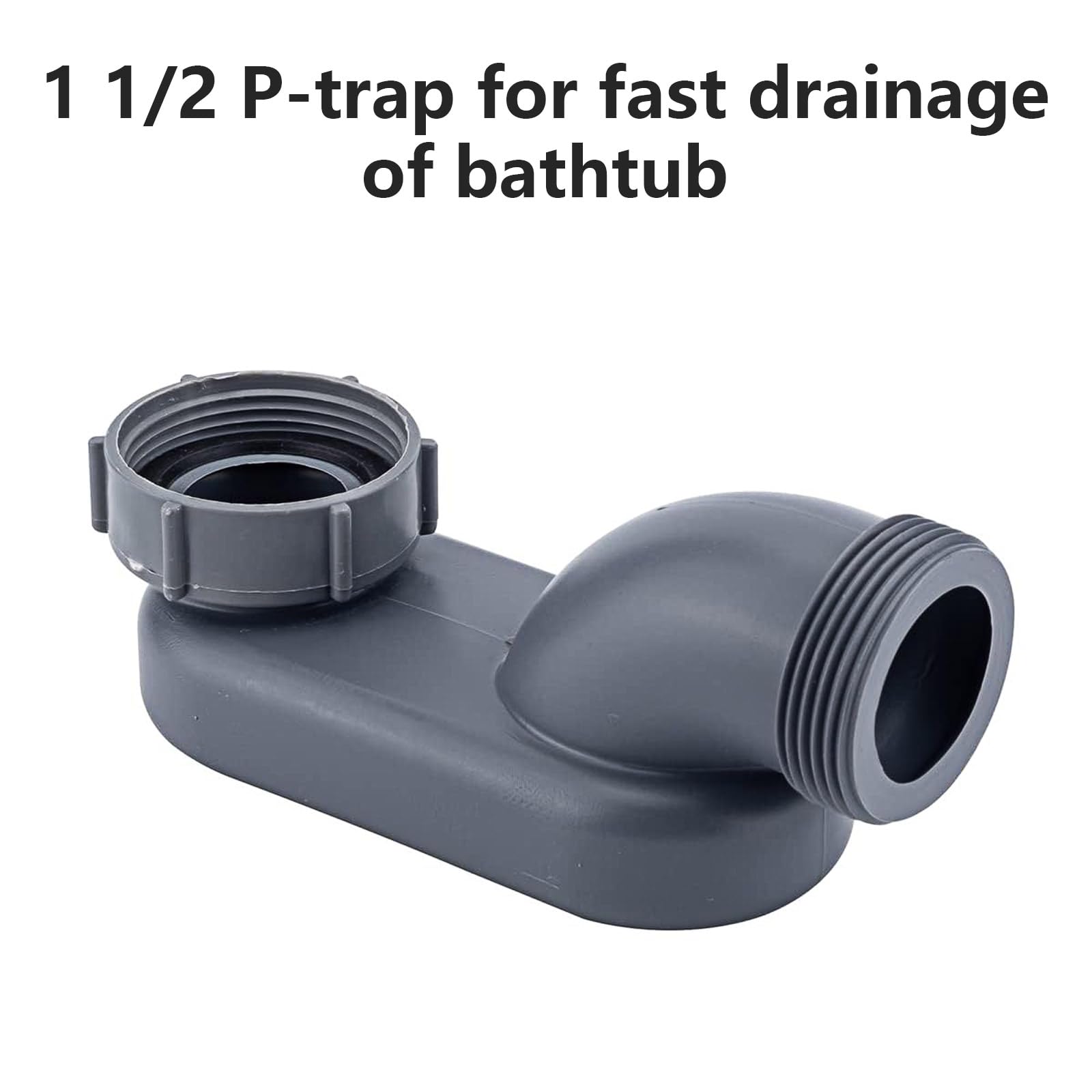 Generic Flexible Low Profile 1 1/2 P Trap Bathroom Sink Low Profile Shower Drain Retractable Flat P-Trap Drain Flexible Tub Shower Drain, for Acrylic Bathtubs, Gray