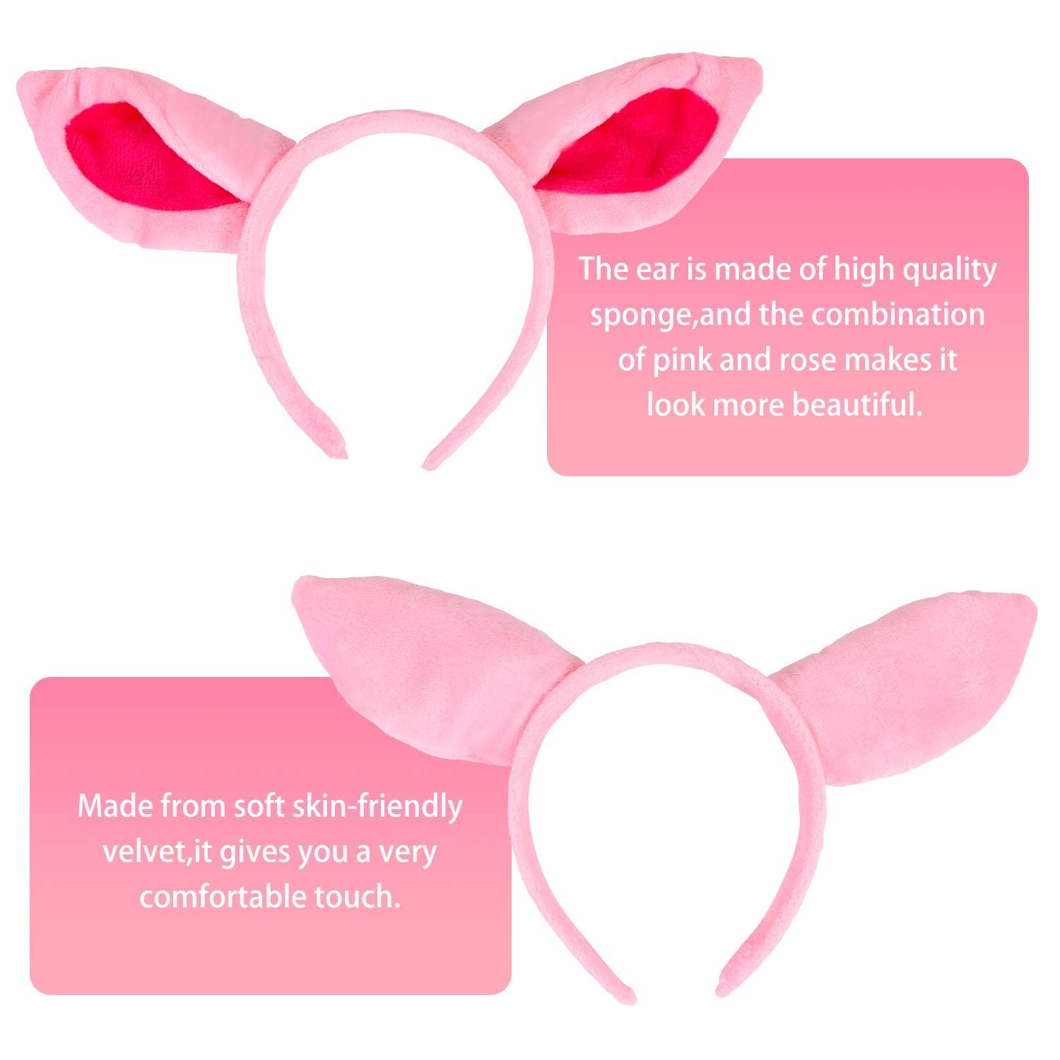 EVERMARKET Plush Pig Ears Headband Horns Headband,Halloween Christmas Festival Theme Party Animal Cosplay Costume Headwear (Pig)