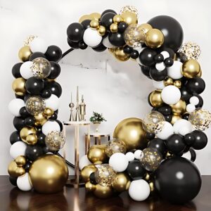 50pcs Gold Black Balloons，12 Inches Latex Gold Silver Black for Birthday Party Baby Shower Graduation Decorations.