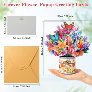 Paper Flower Pop Up Cards, Lilies Flower Bouquet Card Popup 3D Greeting Cards for Mother's Day, Graduation, Anniversary, Birthday, Congratulations, Get Well, Home Decor, with Envelope and Note