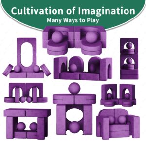 wanan 8PCS Kids Sofa, Kids Modular Couch Toddler with 2 Balls, Kids Couch Play Set 8 in 1 Baby Foam Sofa Kids Couch (Purple)