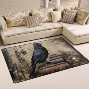 ymgqyj area rug - gothic crow book, 31×20 in soft washable indoor/outdoor floor carpet rugs, home decorative living dinning room bedroom kitchen