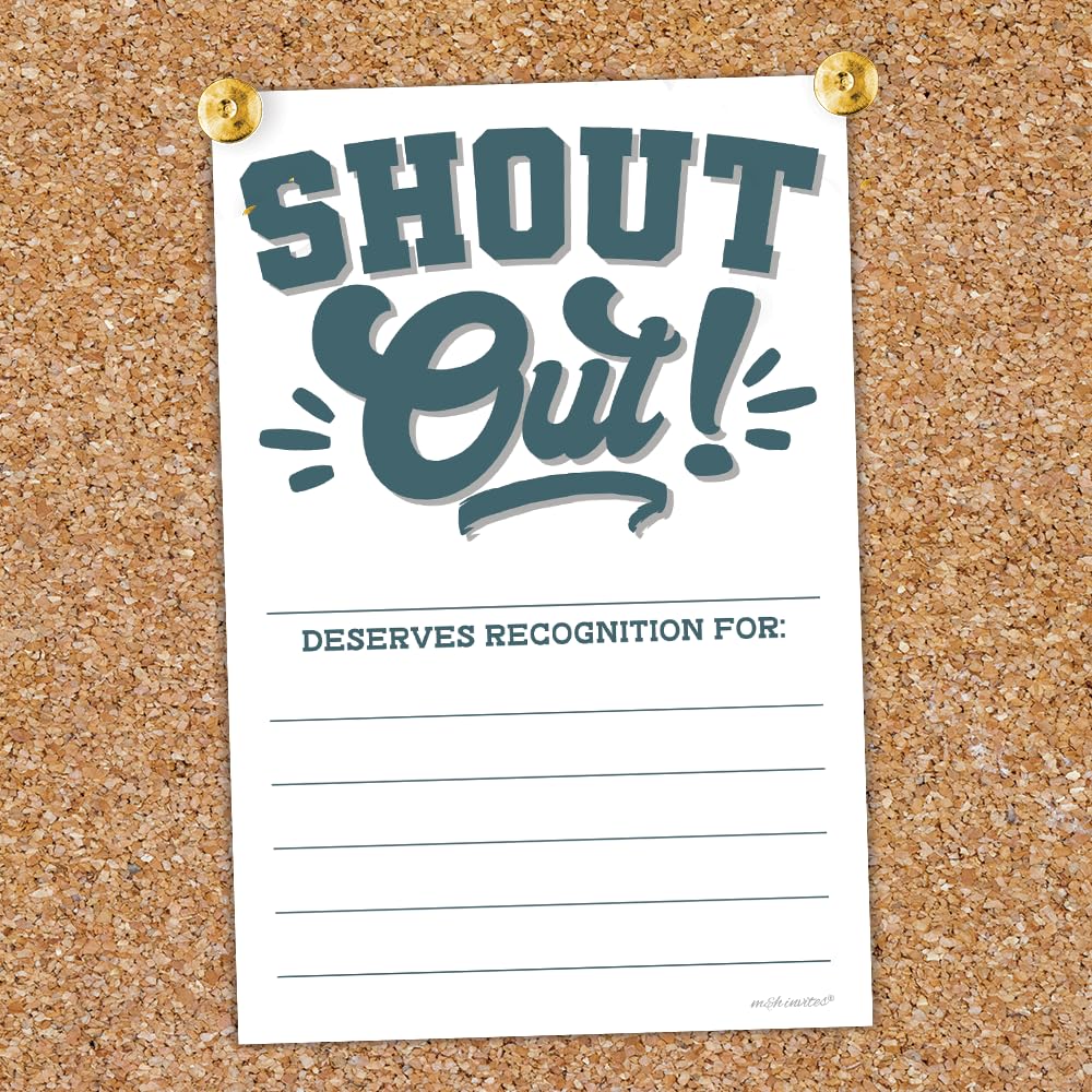 Shout Out Cards For Employees, Office Staff, and Students - Appreciation and Recognition Reward Cards For School or Work Bulletin Board (50 Count)