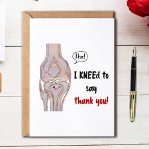 EdgarGifts Thank You Skeleton Card - Knee Cute Card - Medical Thank You Card - Gratitude Card - Keepsake For Doctor Nurse