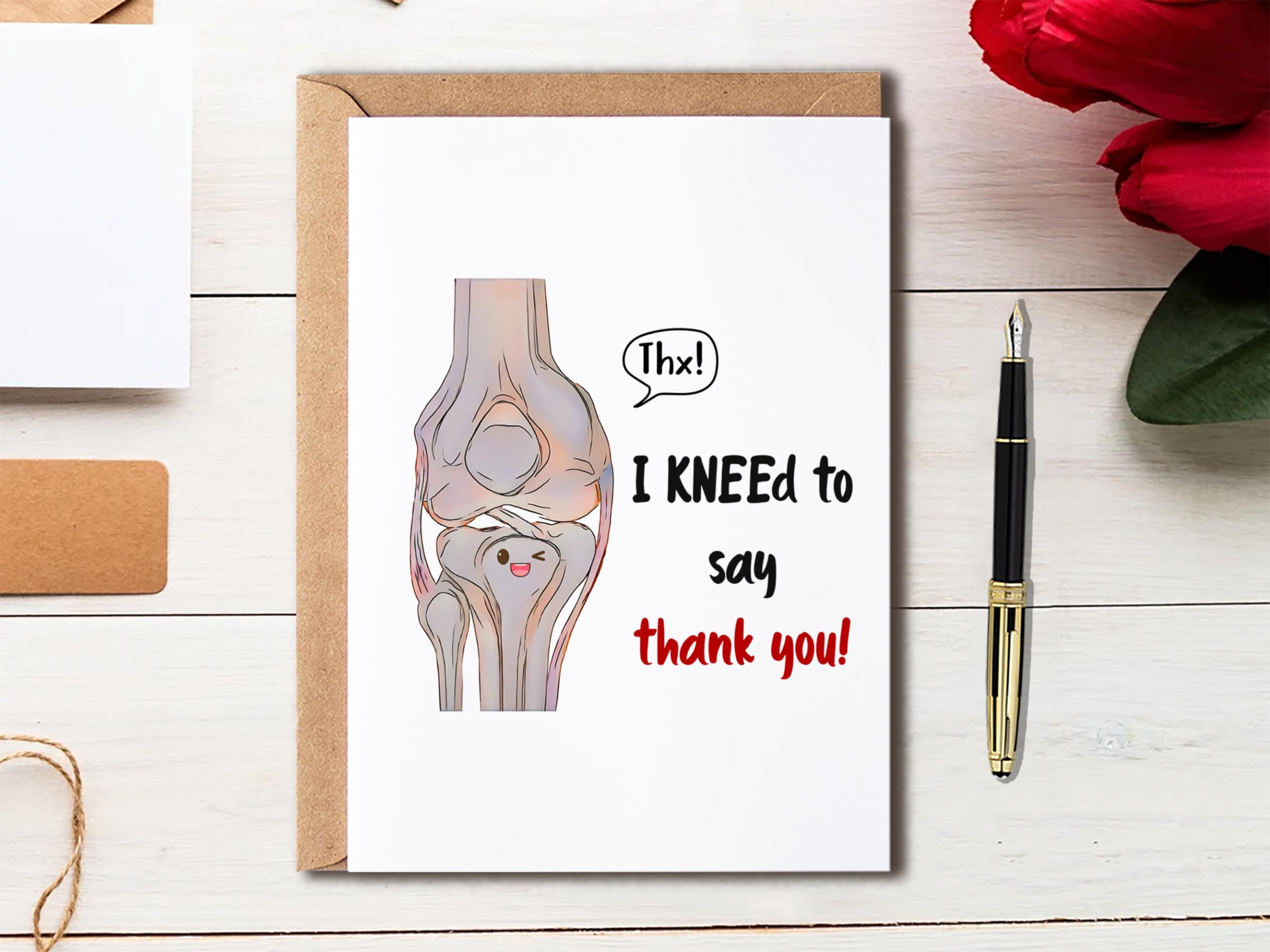 EdgarGifts Thank You Skeleton Card - Knee Cute Card - Medical Thank You Card - Gratitude Card - Keepsake For Doctor Nurse