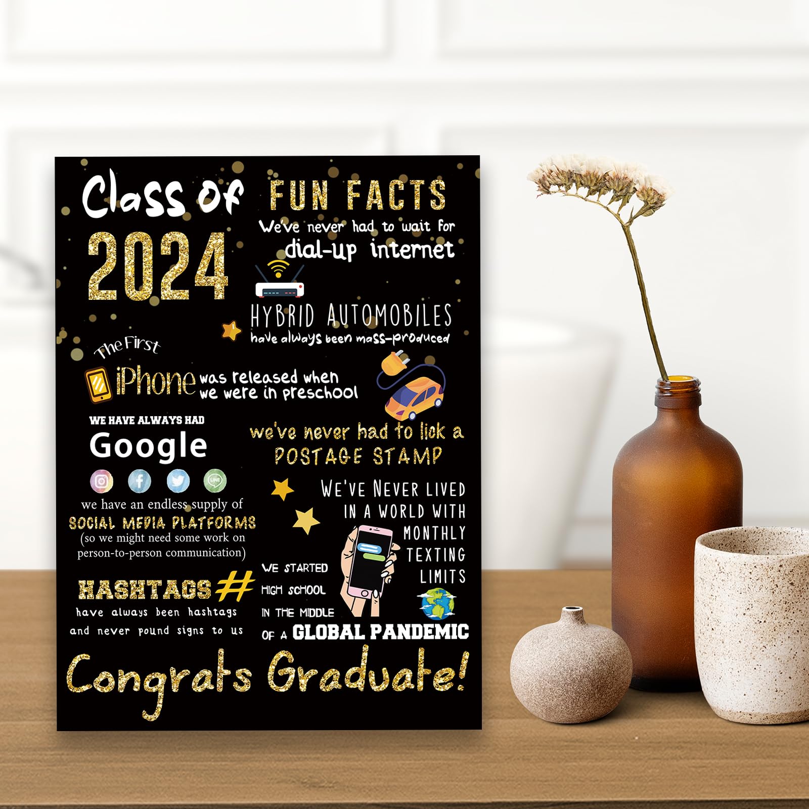 LiuuLi Big 2024 Graduation or Congratulations Card, Graduation Party Decorations for Her Him, Large Graduation Card for Men Women, Graduation Gifts Friends