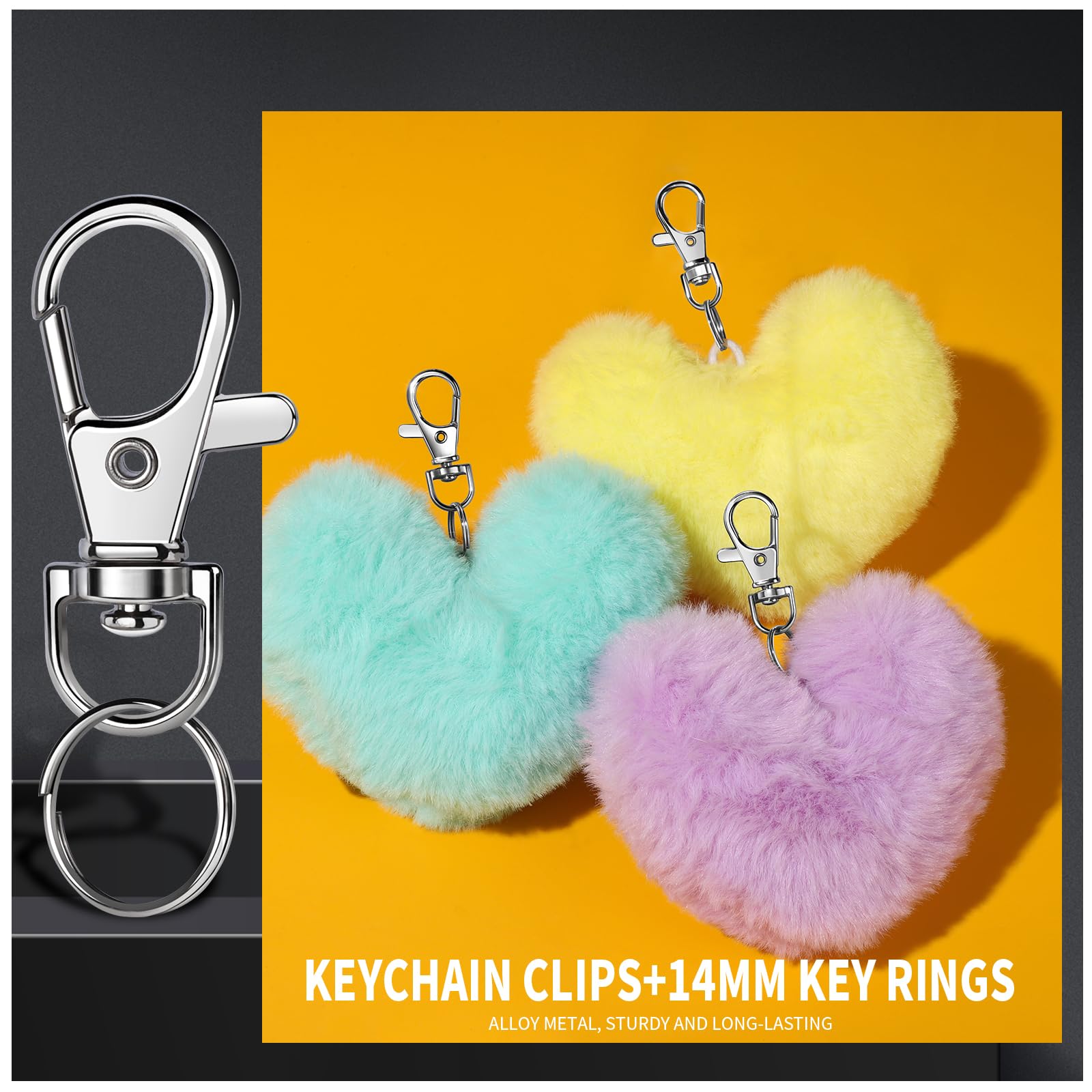 LEOBRO 145PCS Key Chain Rings and Keychain Clips for Keychains, Lobster Claw Clasps and Key Rings, Keychain Accessories, Bulk Lanyard Clips Keychain Rings Keychain Clips for Crafts, Keychain