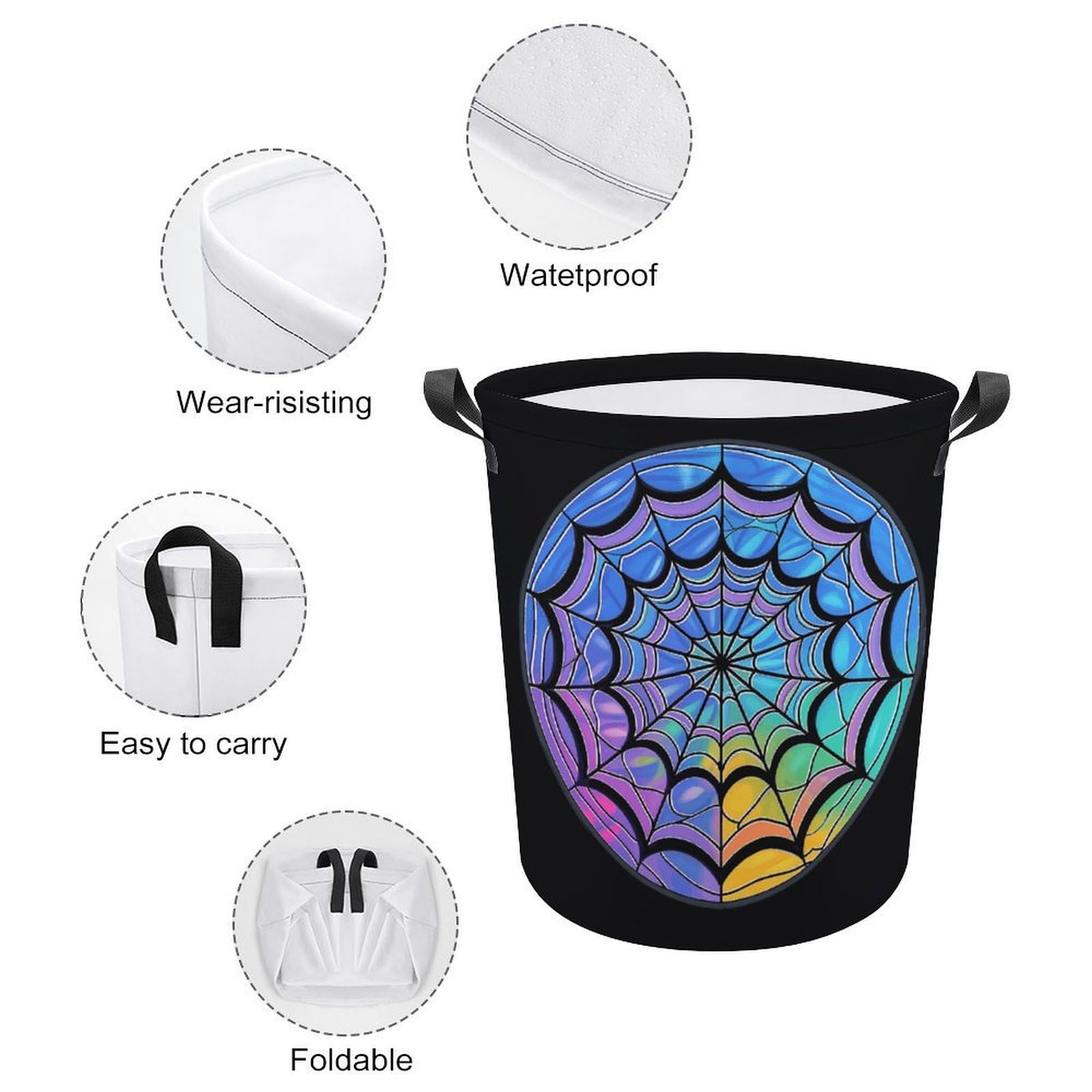 OBINAOBINA Spider Web Wednesday Large Laundry Basket Laundry Hamper Bag Washing Bin Collapsible Tall With Handles Travel Bathroom College, style