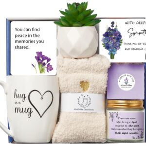 Violet Flower Sympathy Gift Baskets Bereavement Condolences Gifts for Women, Grieving Funeral Gifts Ideas to Express Comfort, Remembrance, Healing, Inspirational Sorry for Your Loss Gifts