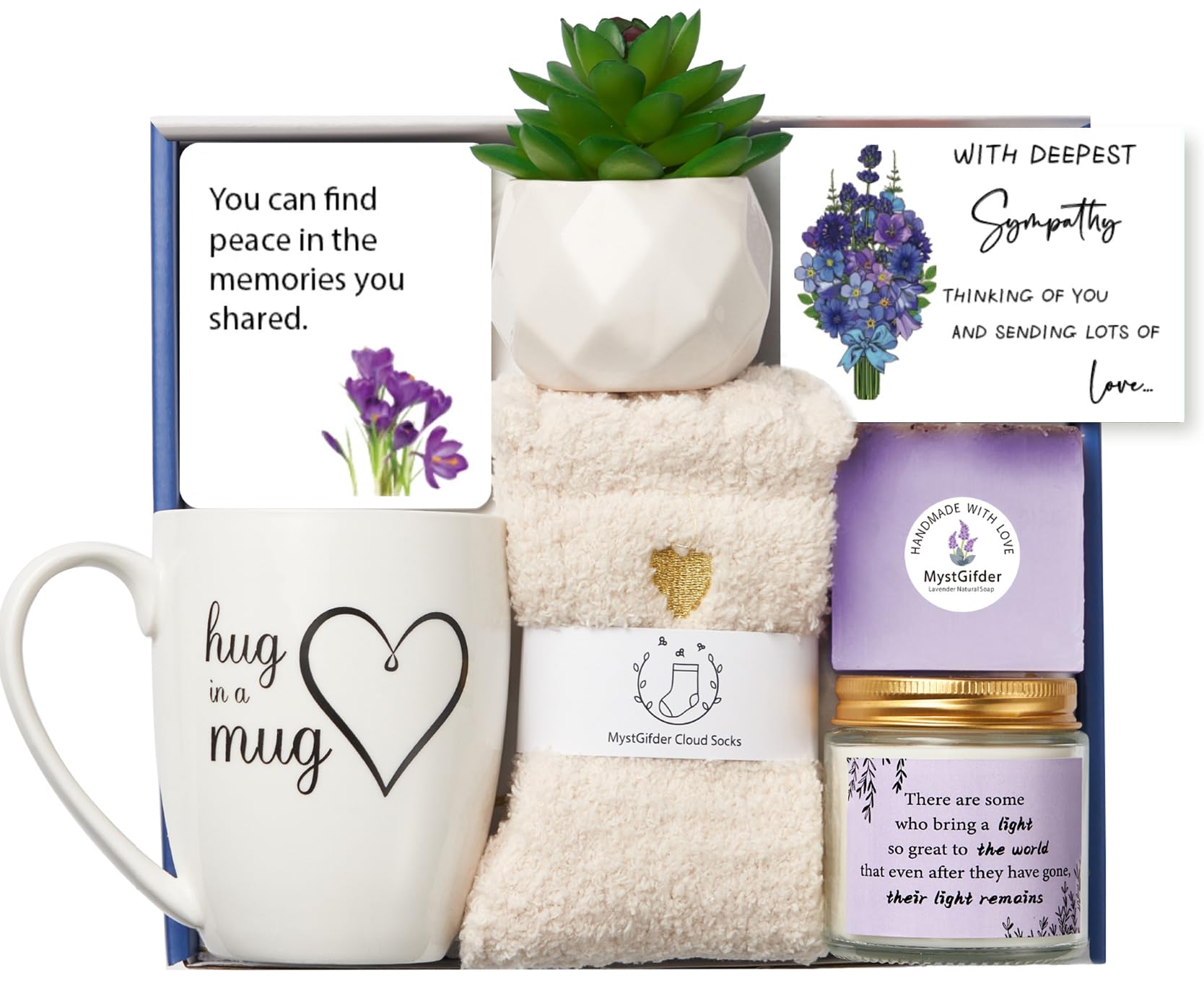 Violet Flower Sympathy Gift Baskets Bereavement Condolences Gifts for Women, Grieving Funeral Gifts Ideas to Express Comfort, Remembrance, Healing, Inspirational Sorry for Your Loss Gifts