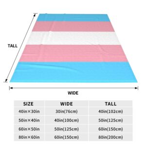 Transgender Pride Flag LGBT Blanket, Soft Lightweight Throw Blanket, All Season Anti-Pilling Cozy Flannel Blanket for Bed Couch Bedroom Sofa, 60 in x 80 in