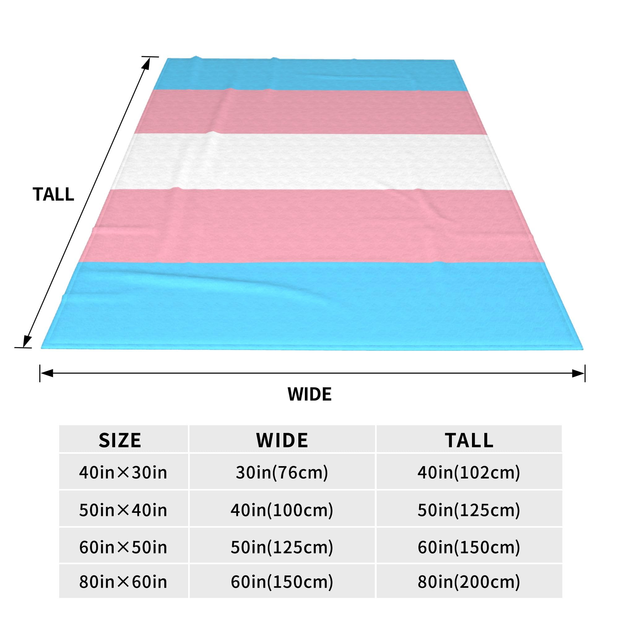 Transgender Pride Flag LGBT Blanket, Soft Lightweight Throw Blanket, All Season Anti-Pilling Cozy Flannel Blanket for Bed Couch Bedroom Sofa, 60 in x 80 in