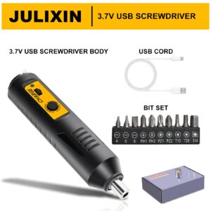 Mini Cordless Electric Screwdriver,Rechargeable, Can Rotate Clockwise Or Counterclockwise,With A Button Control And Ultra Long Battery Life,10 Bits&2 Extended Bits, USB Cable, Magnetic Hex Chuck