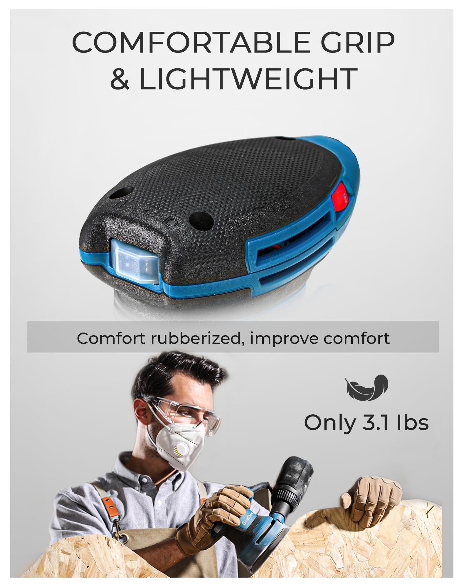 Dong Cheng 5-Inch Random Orbital Sander 380W 12800OPM Electric Palm Sander, 6 Variable Speeds, with 20pcs Sandpaper & Detachable Dust Bag, Power Sander for Woodworking, Sanding & Polishing