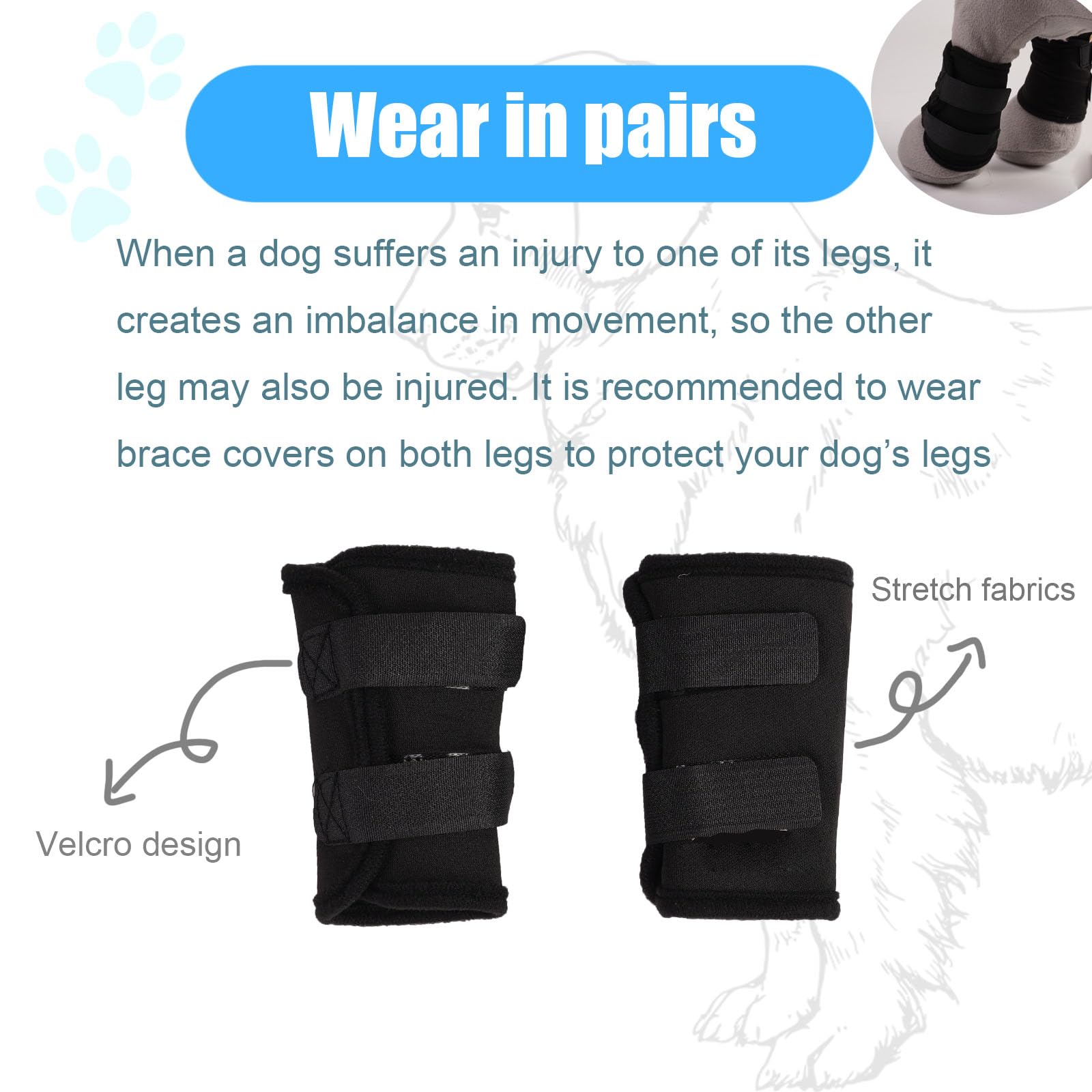 ABLAZEZAI Dog Front Leg Brace Protects Wounds, Dogs Leg Compression Joint Wrap for Recovery, Pair of Dog Elbow Brace Prevents Injuries, Pet Leg Hock Protector Sleeve for Dogs (XL)