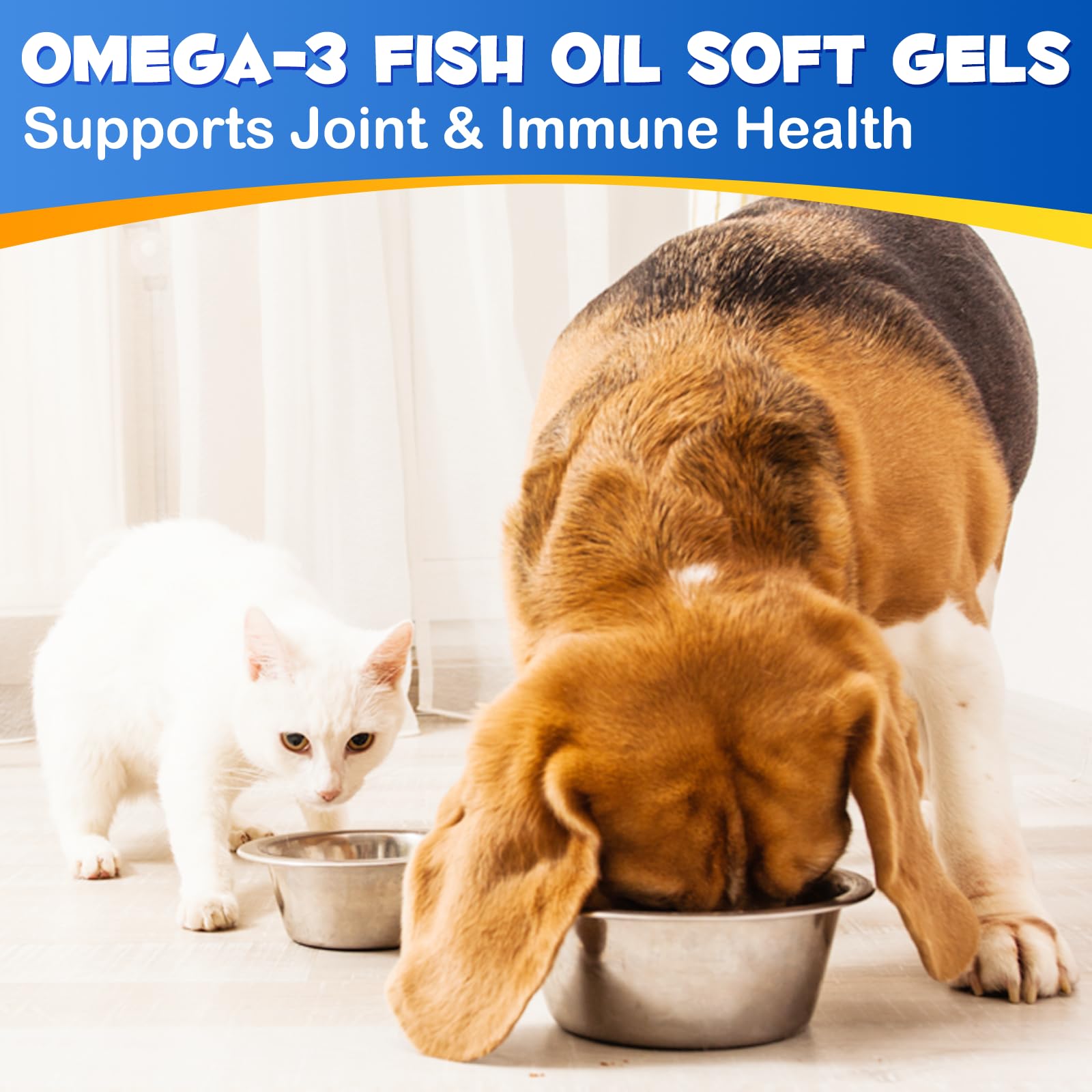 Omega-3 Fish Oil for Dogs, Omega 3 Fish Oil with EPA & DHA Supports Dogs Seasonal Allergies Relief, Boosts Immune Function, Itch Skin Relief & Promote Coat Health, Pet Supplements - 120 Soft Gels