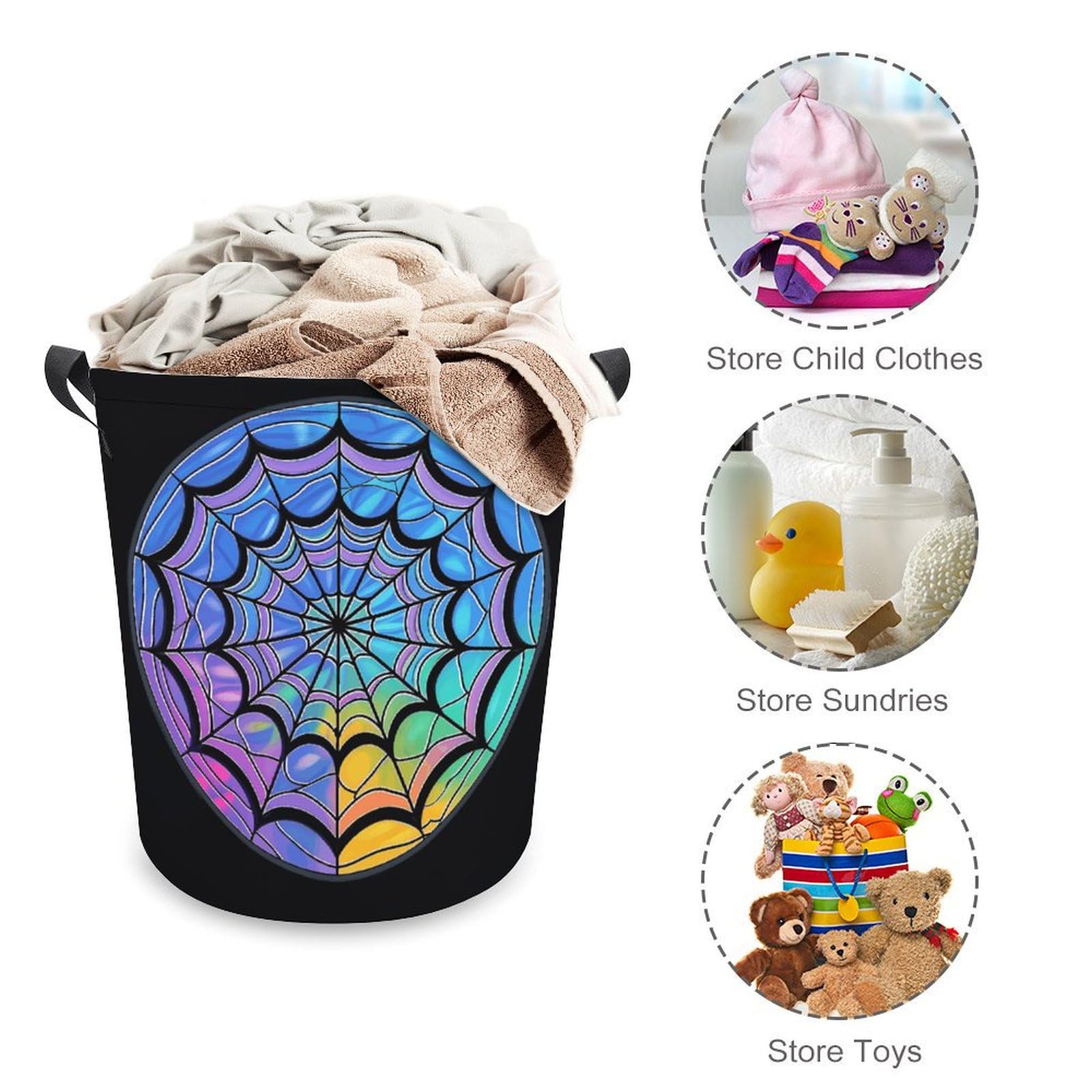 OBINAOBINA Spider Web Wednesday Large Laundry Basket Laundry Hamper Bag Washing Bin Collapsible Tall With Handles Travel Bathroom College, style