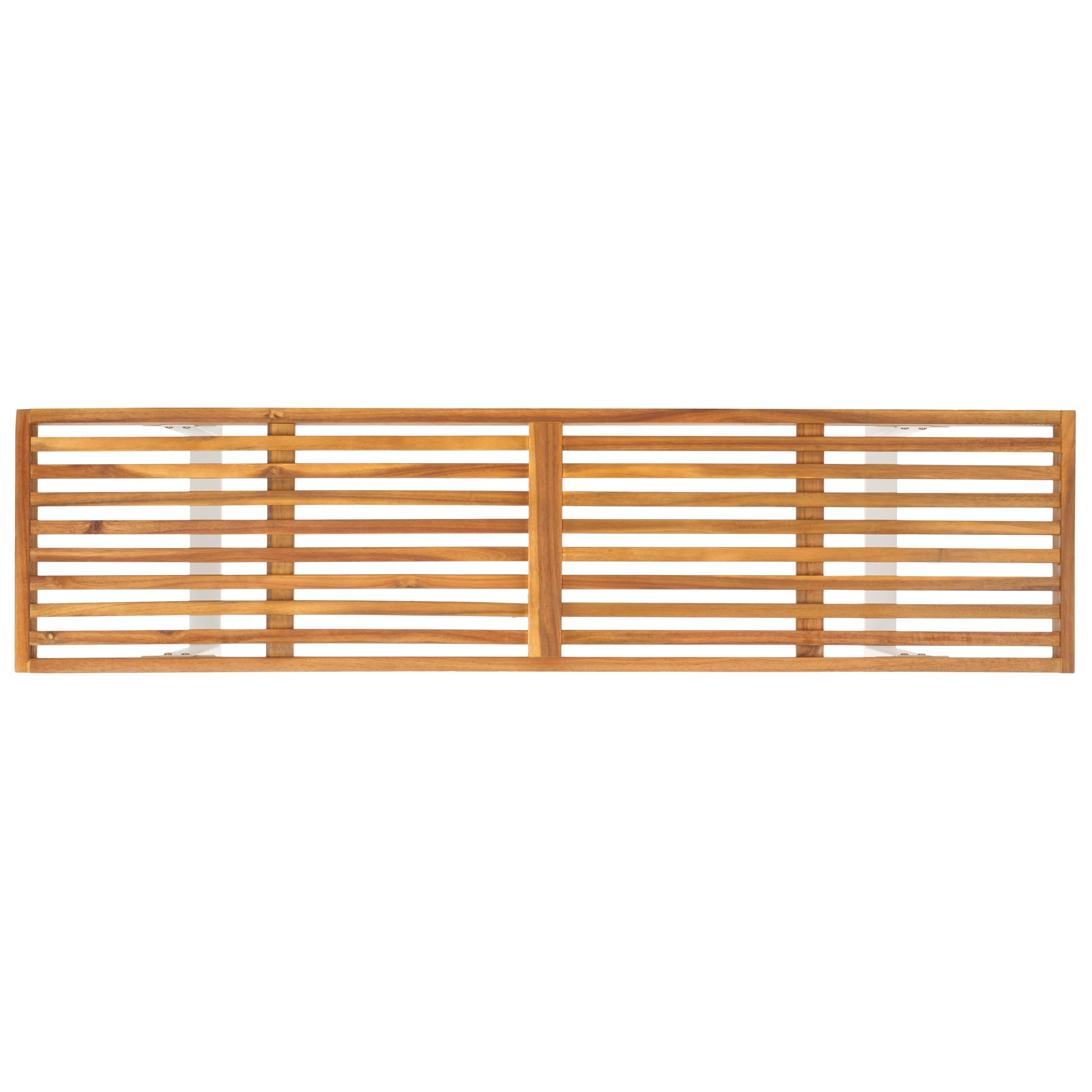 SAFAVIEH Outdoor Collection Monti Natural/White Solid Wood Bench, Ideal for Deck, Patio, Backyard, Sunroom