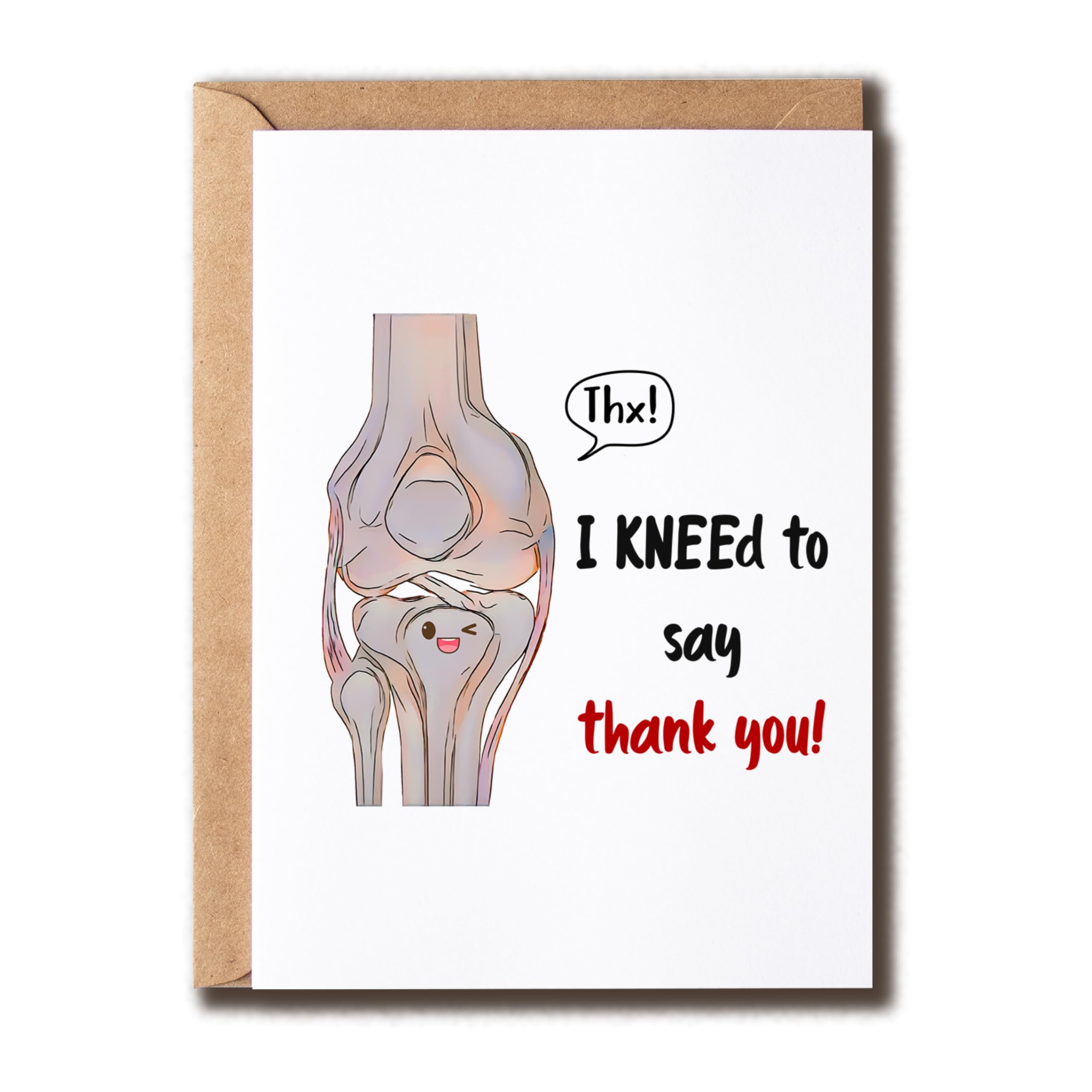 EdgarGifts Thank You Skeleton Card - Knee Cute Card - Medical Thank You Card - Gratitude Card - Keepsake For Doctor Nurse