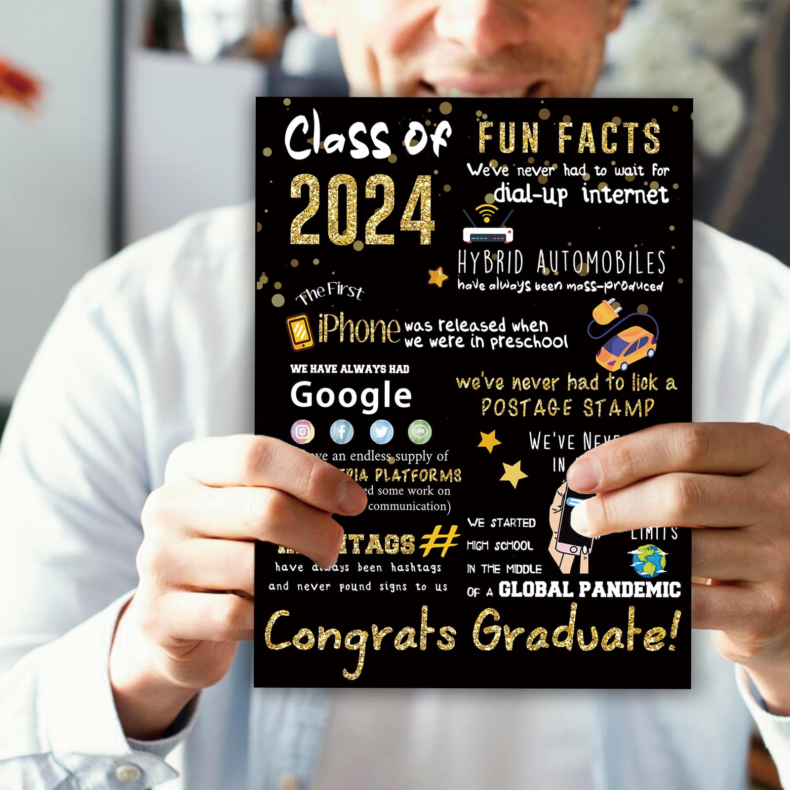 LiuuLi Big 2024 Graduation or Congratulations Card, Graduation Party Decorations for Her Him, Large Graduation Card for Men Women, Graduation Gifts Friends