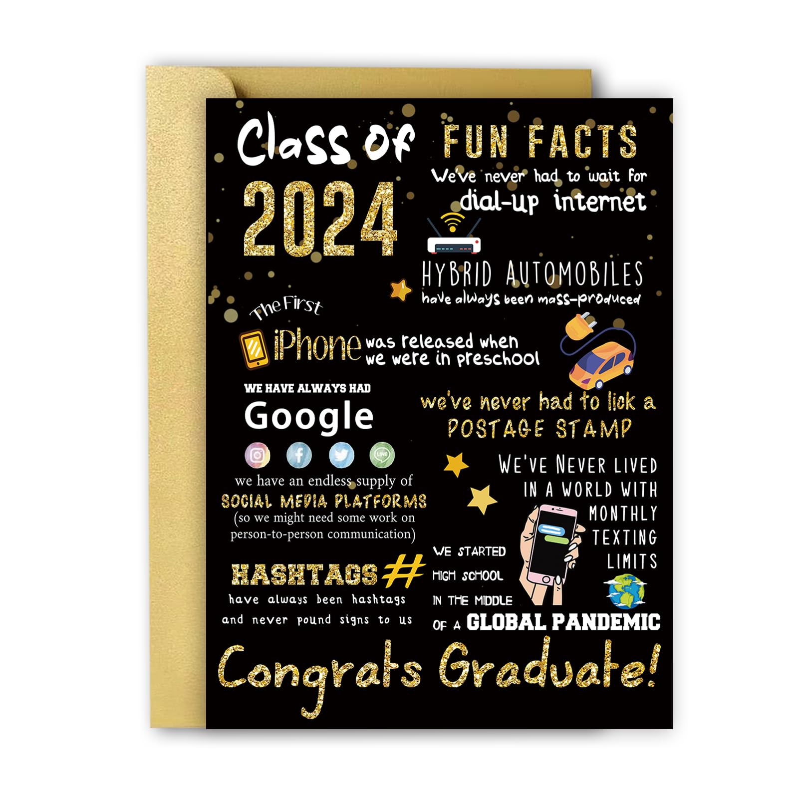 LiuuLi Big 2024 Graduation or Congratulations Card, Graduation Party Decorations for Her Him, Large Graduation Card for Men Women, Graduation Gifts Friends