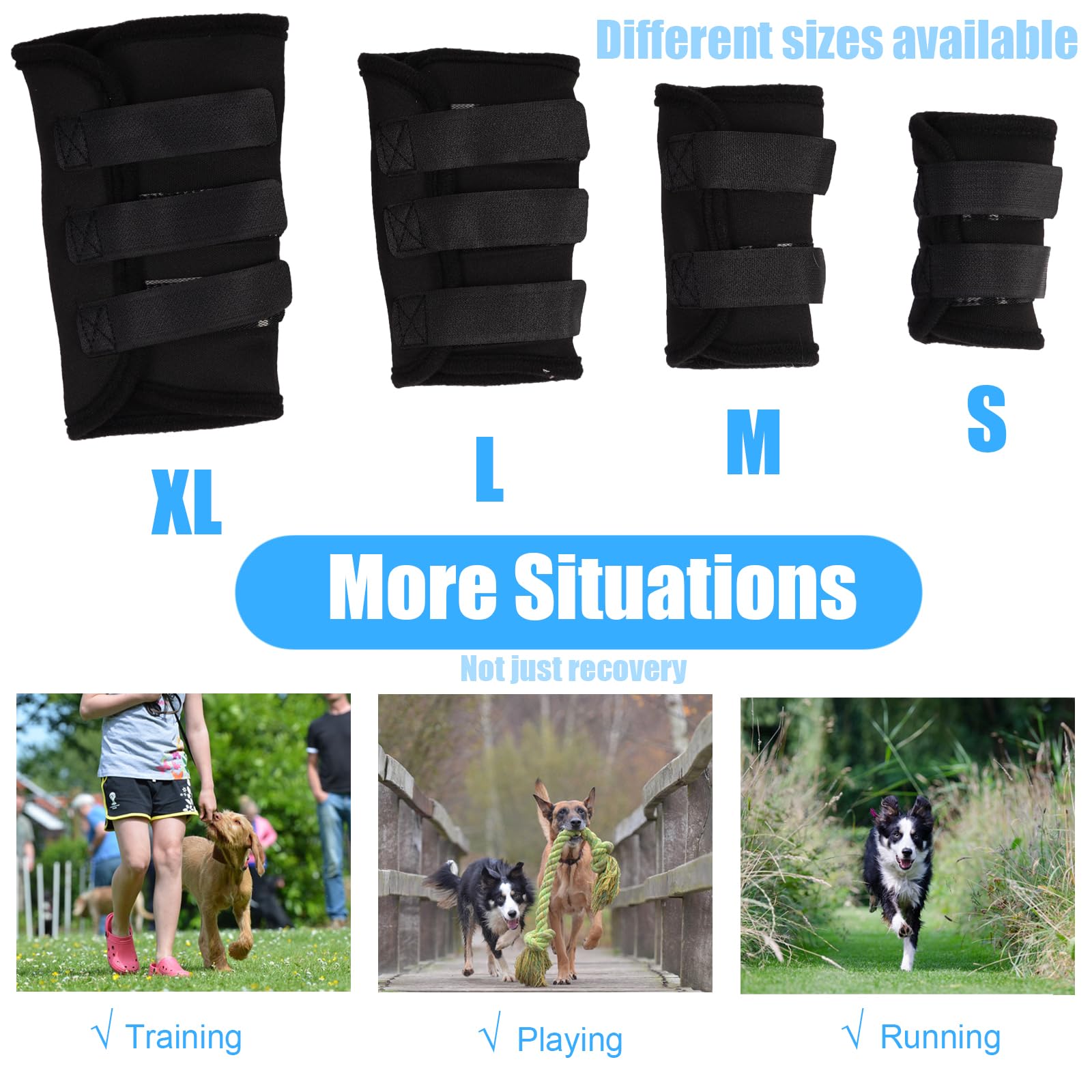 ABLAZEZAI Dog Front Leg Brace Protects Wounds, Dogs Leg Compression Joint Wrap for Recovery, Pair of Dog Elbow Brace Prevents Injuries, Pet Leg Hock Protector Sleeve for Dogs (XL)