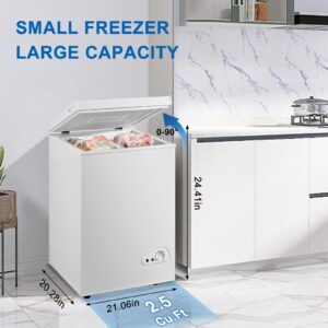 AXUTL Deep Freezer Mini 2.5 Cu.ft Small Chest Freezer RV Portable Freezer White 100-120V AC for Apartment Garage Kitchen Dorm Vehicle Truck Boat Travel Outdoor