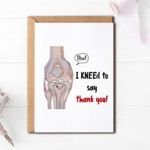 EdgarGifts Thank You Skeleton Card - Knee Cute Card - Medical Thank You Card - Gratitude Card - Keepsake For Doctor Nurse