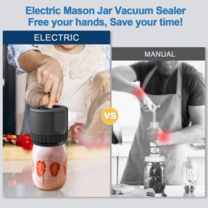 Electric Mason Jar Vacuum Sealer Kit for Regular & Wide Mouth Mason Jars Lids Canning Supplies Mason Jar Sealer with Can Opener Automatic Dry Canning Vacuum Sealer Machine for Food Saver Storage Black