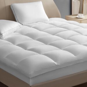 hotel grand pillow top mattress topper king size - waterproof mattress protector quilted fitted mattress pad cover with 8-20 inch deep pocket down alternative fill (78x80 inch, white)