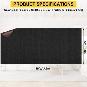 Grefinity Marine Carpet,6 FT x 18 FT Black Indoor Outdoor Carpet 0.2" Thick Boat Carpet with Water-Proof TPE Backing, Non-Slide Outdoor Marine Carpet Roll for Home, Patio, Porch, Deck