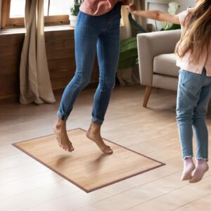 Qriocioa Small Bamboo Area Rug 31.5''x20'', Non Slip Bamboo Runners Rug for Hallways Entryway, Small Bamboo Floor Mat Easy to Mainten, Floor Protector Mat Neutral Area Rug