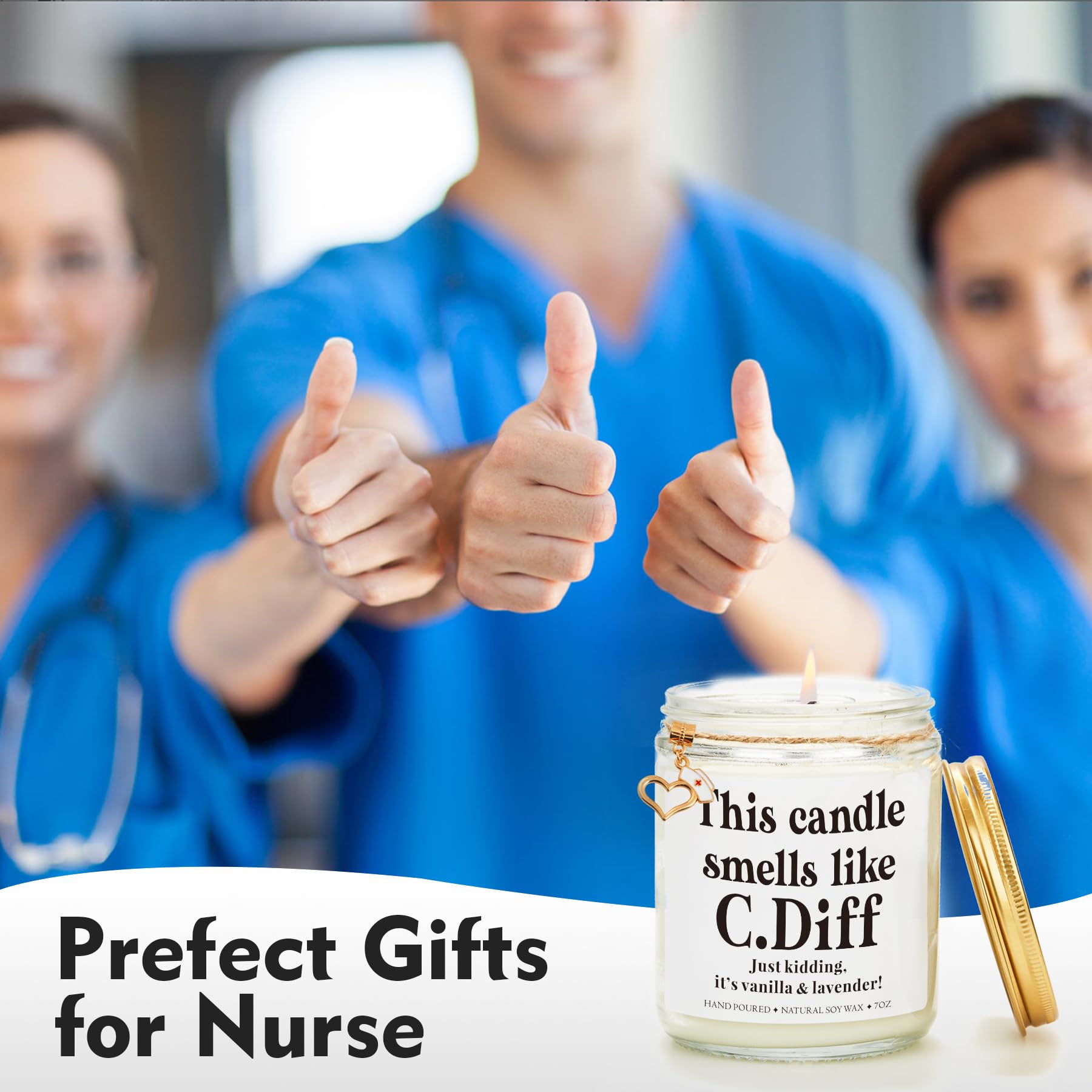 Smell Like C. Diff Candle - Nurse Gifts Nurse Candle Gifts, Funny Nurse Gifts Nurse Practitioner Gifts, Rn Gifts for Nurses Scented Candle Nursing Gifts for New Nurses Funny Gifts for Nurses Women