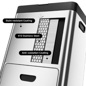 Vertical Trash Can - 2 Tiers 14 Gal Stainless Steel Tall Trash Can with Recycle Combo for Office Indoor