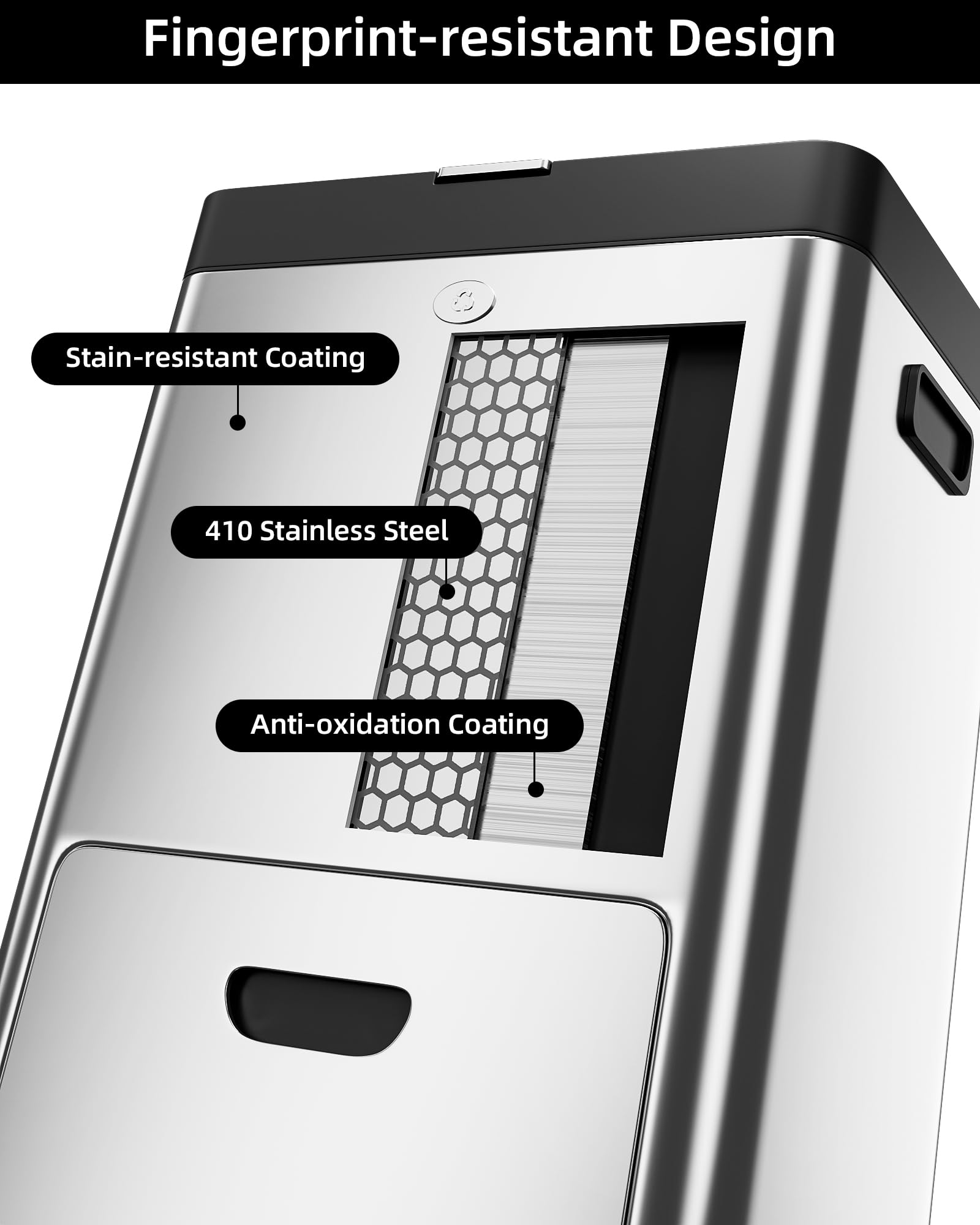 Vertical Trash Can - 2 Tiers 14 Gal Stainless Steel Tall Trash Can with Recycle Combo for Office Indoor